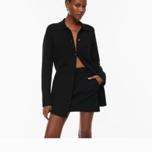 Babaton Black Button-Up Shacket/cardigan